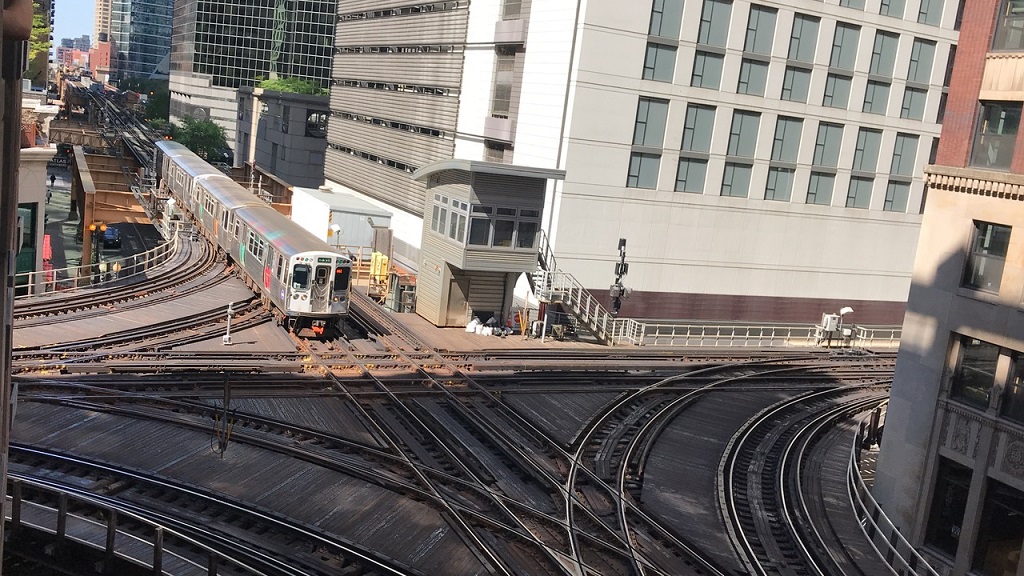 Gleiskreuzung in Downtown Chicago